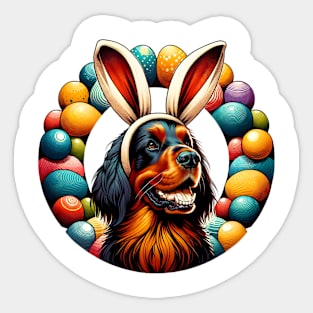 Gordon Setter Enjoys Easter with Bunny Ears Festivity Sticker